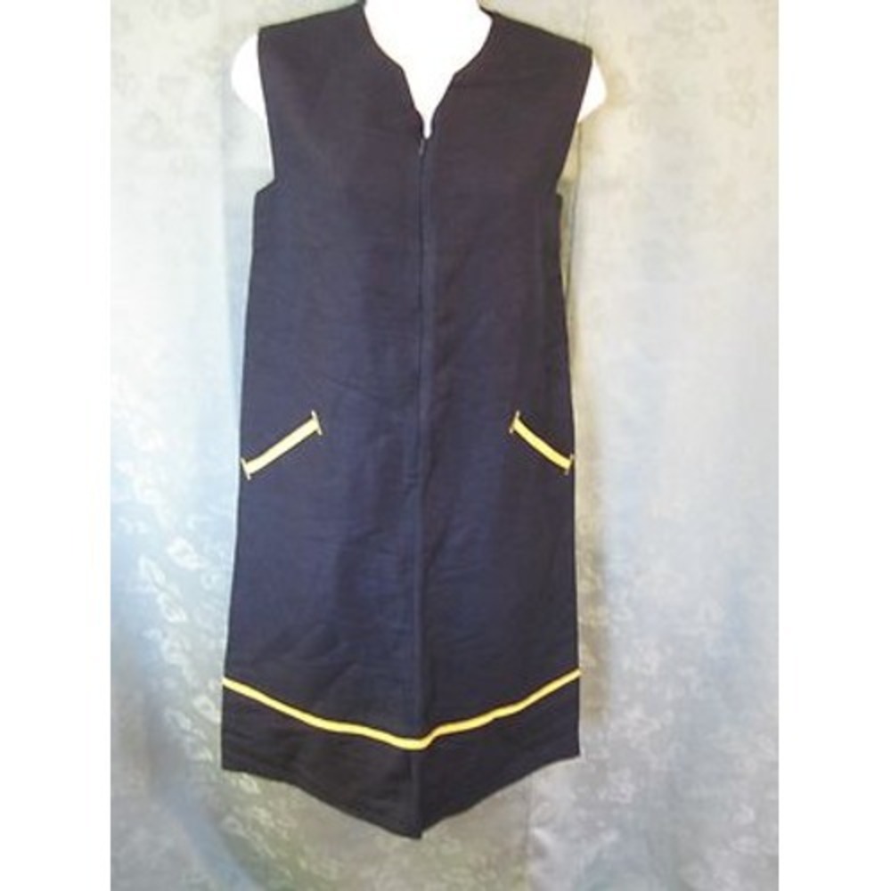 VTG 90's Benard Holtzman Dress Size 4 Navy Blue Linen Blend